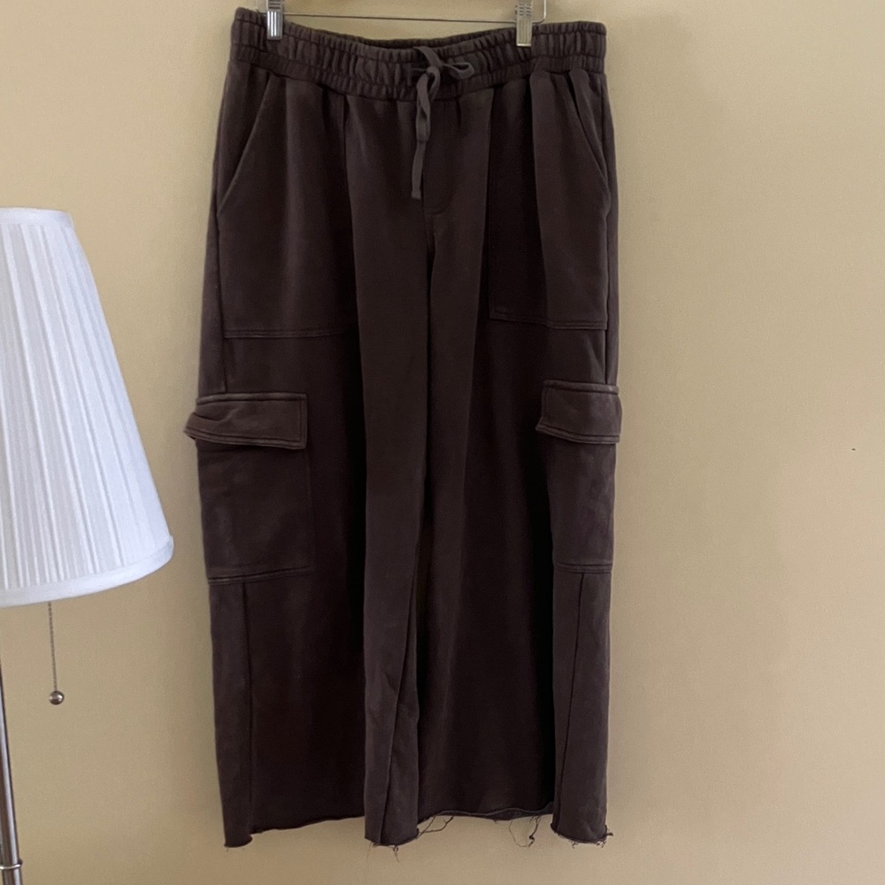 Wild Fable Dark Brown Cropped Cargo Pants Size Large